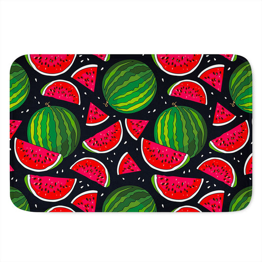 Black Watermelon Pieces Pattern Print Indoor Door Mat