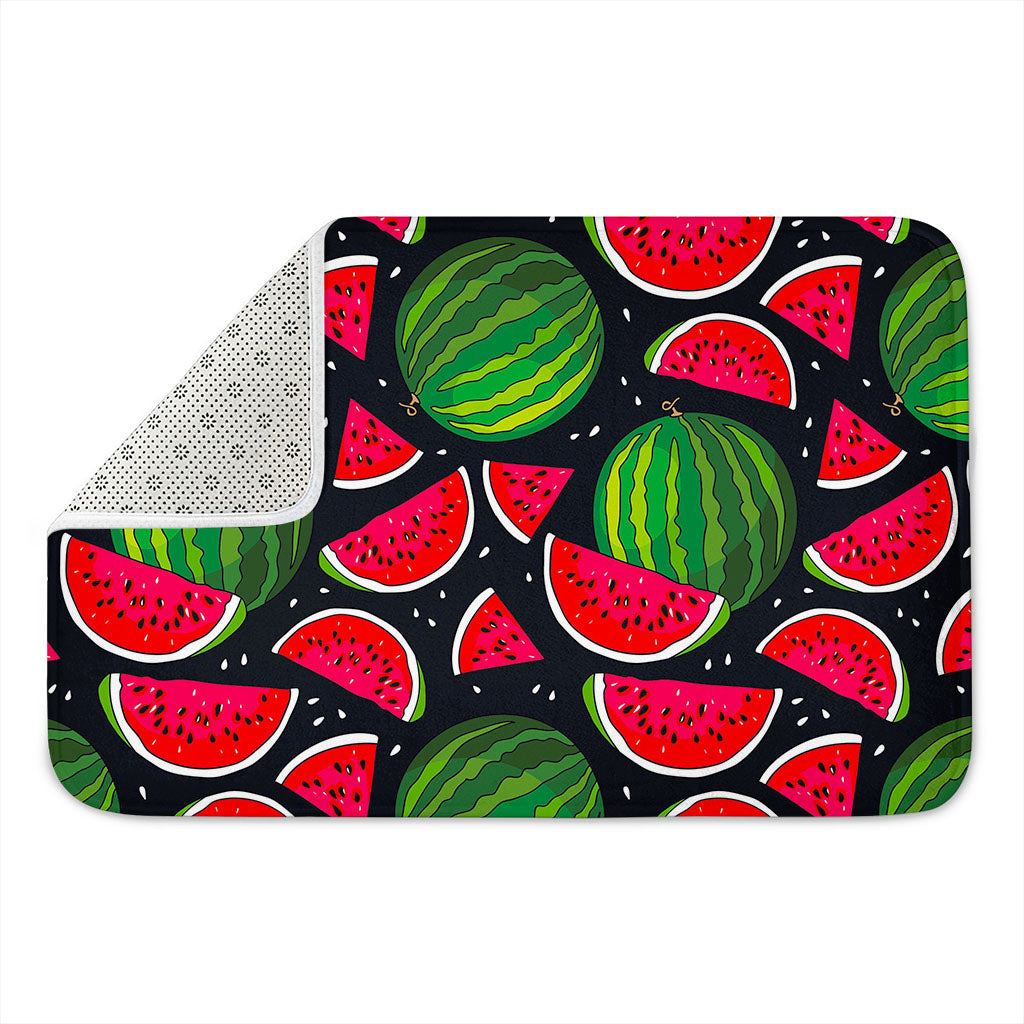 Black Watermelon Pieces Pattern Print Indoor Door Mat