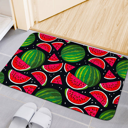 Black Watermelon Pieces Pattern Print Indoor Door Mat
