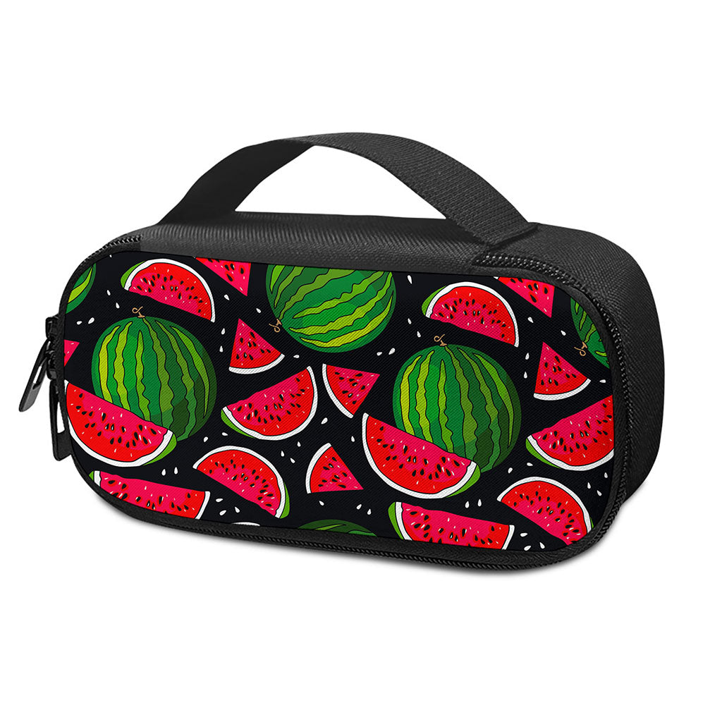 Black Watermelon Pieces Pattern Print Insulin Cooler Travel Case
