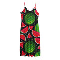 Black Watermelon Pieces Pattern Print Jersey Midi Cami Dress