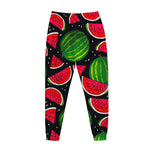 Black Watermelon Pieces Pattern Print Jogger Pants