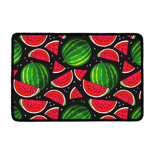 Black Watermelon Pieces Pattern Print Kitchen Mat