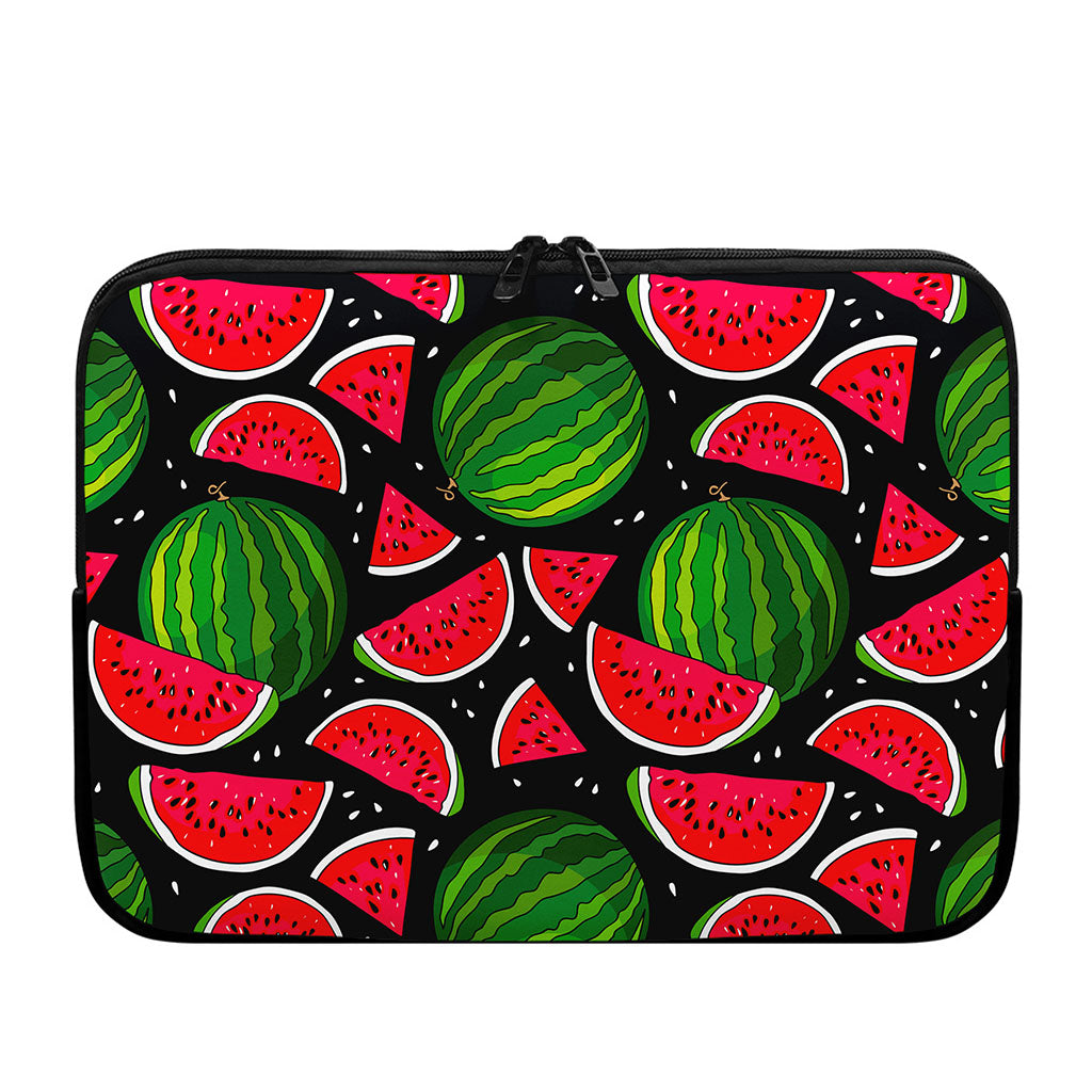 Black Watermelon Pieces Pattern Print Laptop Sleeve