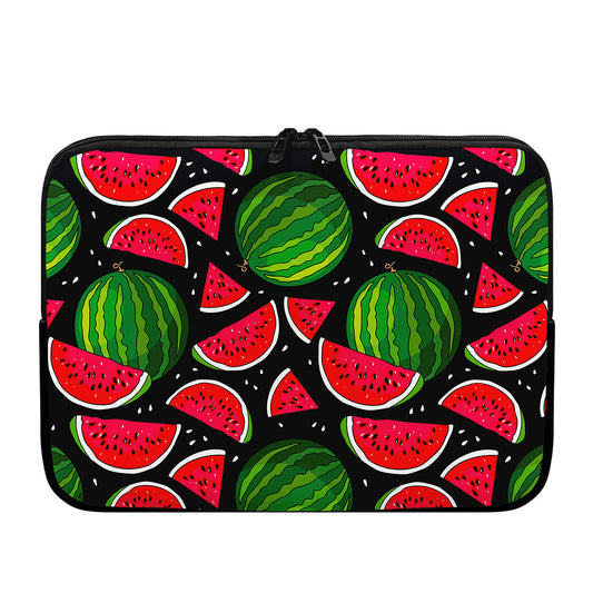 Black Watermelon Pieces Pattern Print Laptop Sleeve