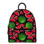 Black Watermelon Pieces Pattern Print Leather Backpack