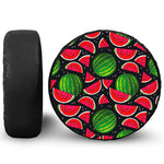 Black Watermelon Pieces Pattern Print Leather Spare Tire Cover