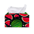 Black Watermelon Pieces Pattern Print Leather Tissue Box Cover