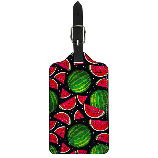 Black Watermelon Pieces Pattern Print Luggage Tag