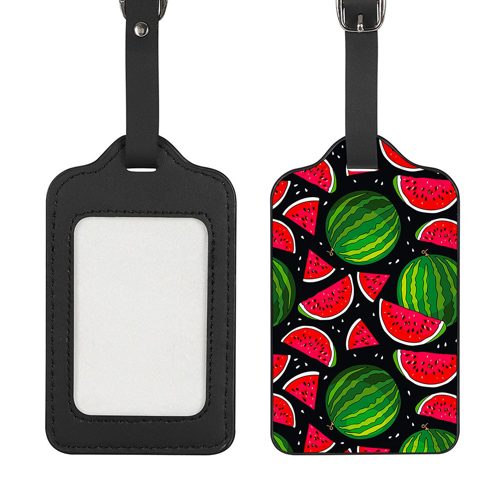 Black Watermelon Pieces Pattern Print Luggage Tag