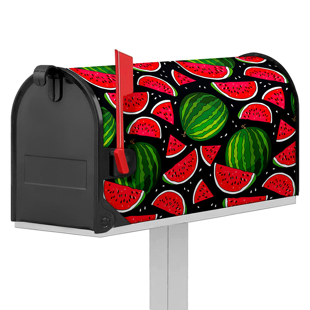 Black Watermelon Pieces Pattern Print Mailbox Cover