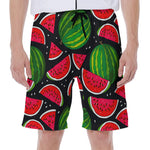 Black Watermelon Pieces Pattern Print Men's Beach Shorts