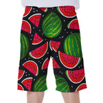 Black Watermelon Pieces Pattern Print Men's Beach Shorts