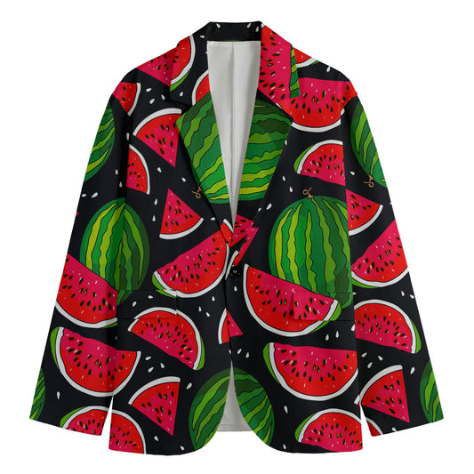 Black Watermelon Pieces Pattern Print Men's Blazer