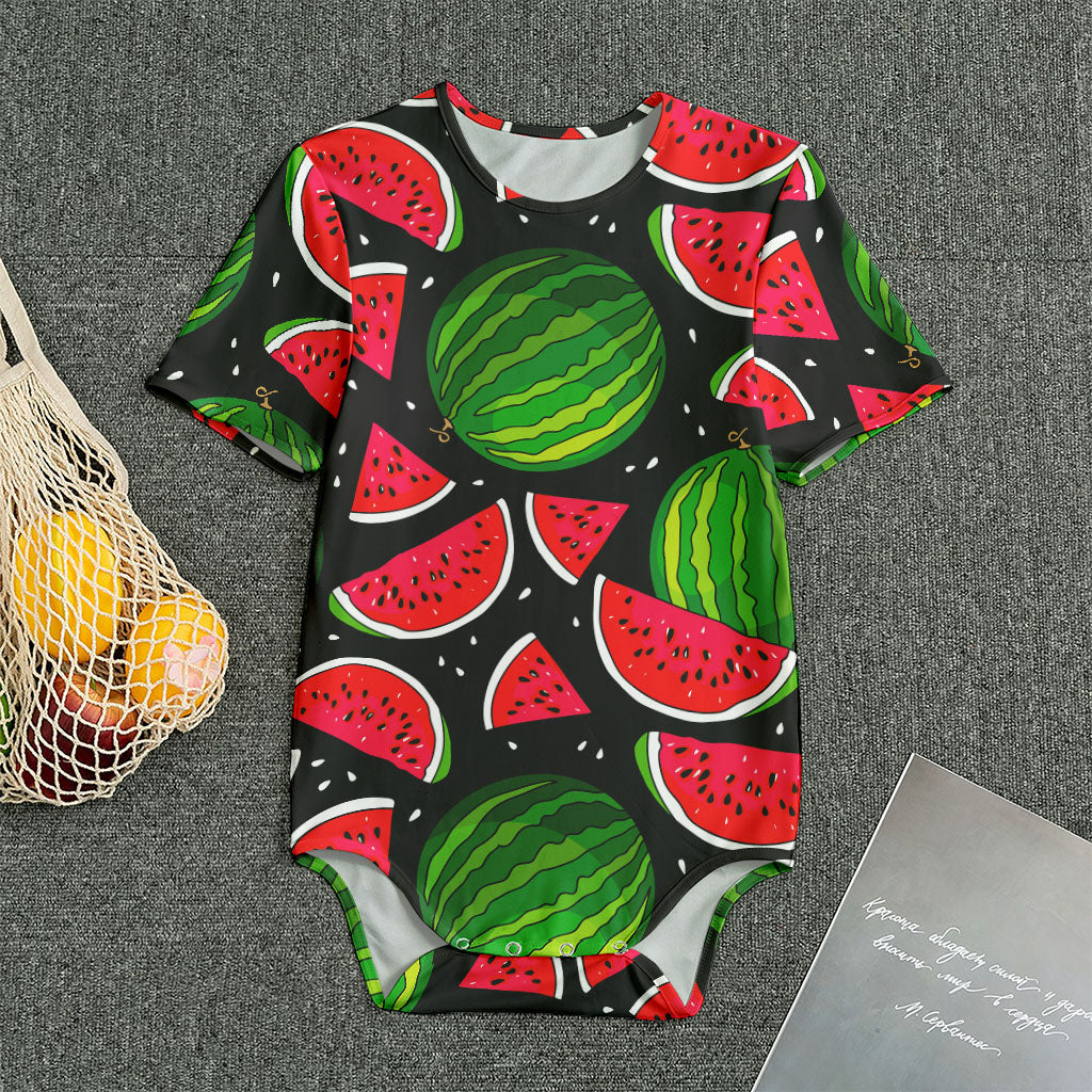 Black Watermelon Pieces Pattern Print Men's Bodysuit