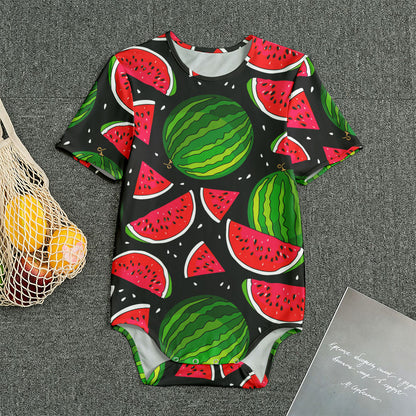 Black Watermelon Pieces Pattern Print Men's Bodysuit