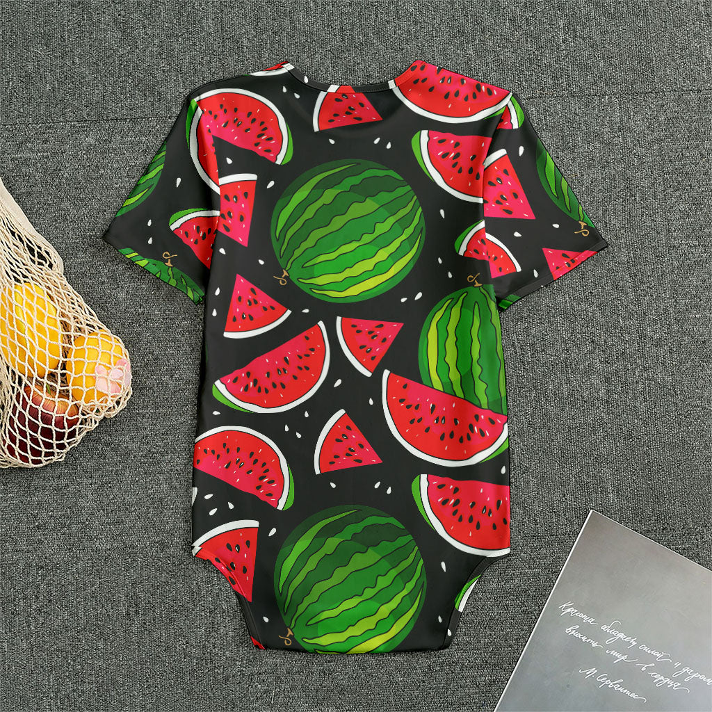 Black Watermelon Pieces Pattern Print Men's Bodysuit
