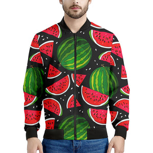 Black Watermelon Pieces Pattern Print Men's Bomber Jacket