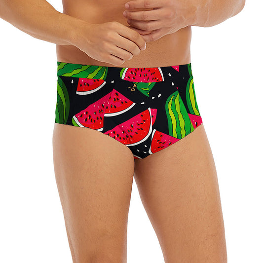 Black Watermelon Pieces Pattern Print Men's Briefs