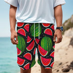 Black Watermelon Pieces Pattern Print Men's Cargo Shorts