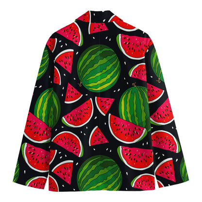 Black Watermelon Pieces Pattern Print Men's Cotton Blazer