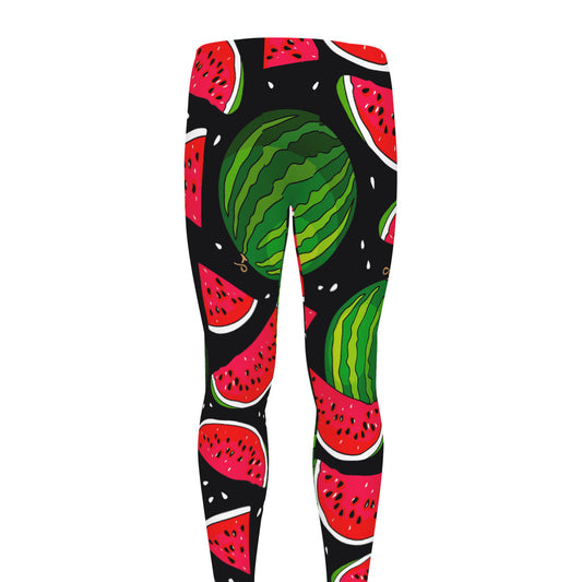 Black Watermelon Pieces Pattern Print Men's leggings