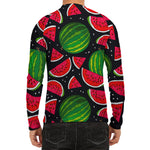 Black Watermelon Pieces Pattern Print Men's Long Sleeve Rash Guard