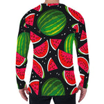 Black Watermelon Pieces Pattern Print Men's Long Sleeve T-Shirt