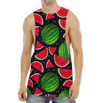 Black Watermelon Pieces Pattern Print Men's Muscle Tank Top