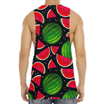 Black Watermelon Pieces Pattern Print Men's Muscle Tank Top