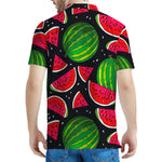 Black Watermelon Pieces Pattern Print Men's Polo Shirt