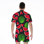 Black Watermelon Pieces Pattern Print Men's Rompers