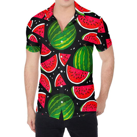 Black Watermelon Pieces Pattern Print Men's Shirt