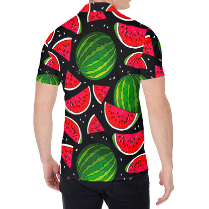 Black Watermelon Pieces Pattern Print Men's Shirt