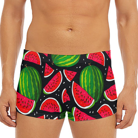 Black Watermelon Pieces Pattern Print Men's Short Boxer Briefs
