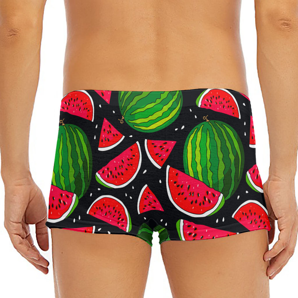Black Watermelon Pieces Pattern Print Men's Short Boxer Briefs