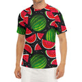 Black Watermelon Pieces Pattern Print Men's Short Sleeve Rash Guard