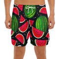 Black Watermelon Pieces Pattern Print Men's Split Running Shorts