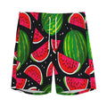 Black Watermelon Pieces Pattern Print Men's Athletic Shorts