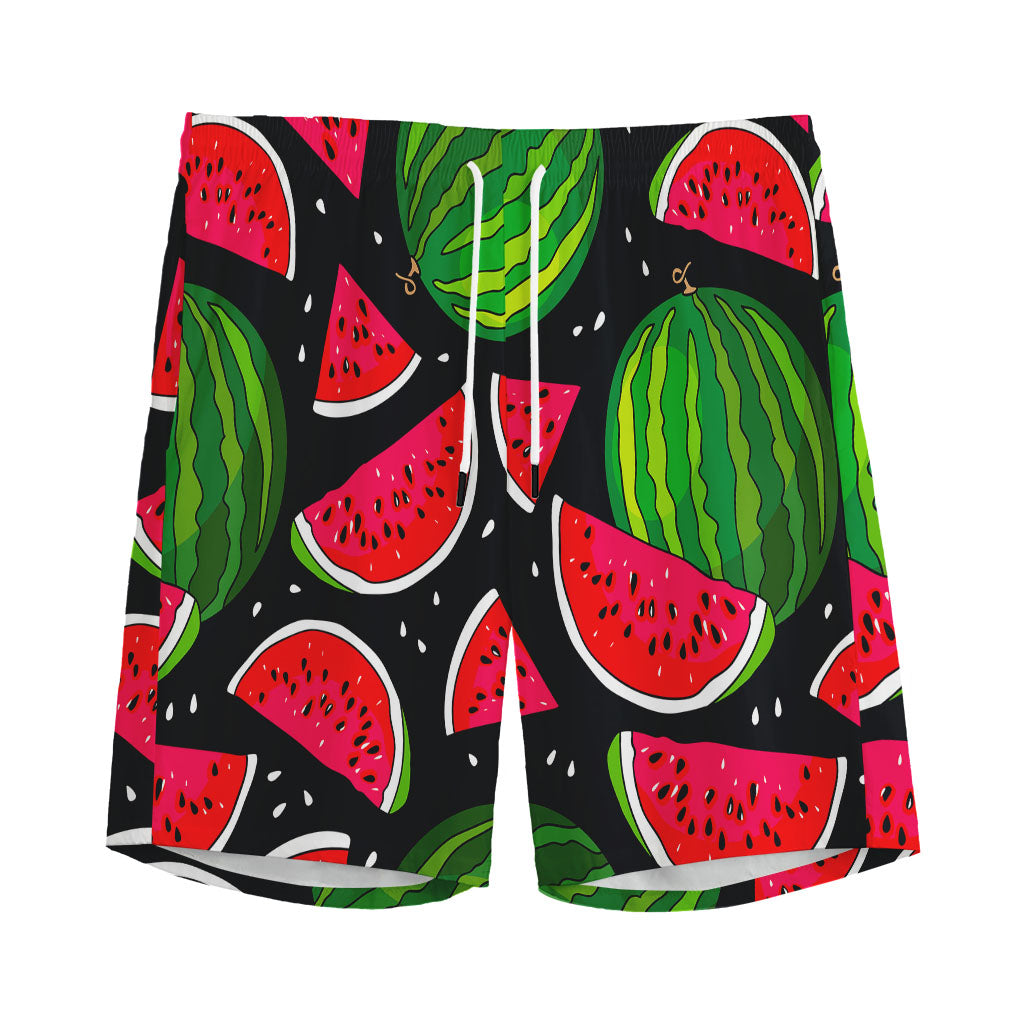 Black Watermelon Pieces Pattern Print Men's Sports Shorts