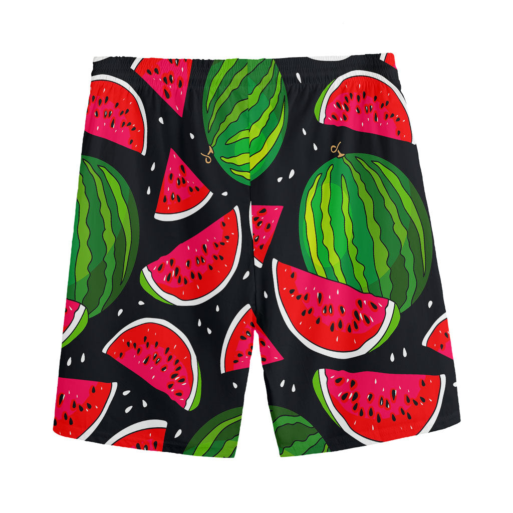 Black Watermelon Pieces Pattern Print Men's Sports Shorts