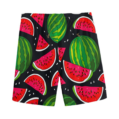 Black Watermelon Pieces Pattern Print Men's Sports Shorts