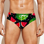 Black Watermelon Pieces Pattern Print Men's Swim Briefs