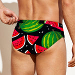 Black Watermelon Pieces Pattern Print Men's Swim Briefs