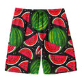 Black Watermelon Pieces Pattern Print Men's Swim Trunks