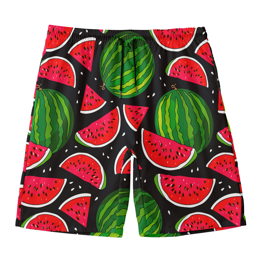 Black Watermelon Pieces Pattern Print Men's Swim Trunks