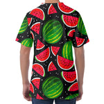 Black Watermelon Pieces Pattern Print Men's Velvet T-Shirt