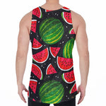 Black Watermelon Pieces Pattern Print Men's Velvet Tank Top