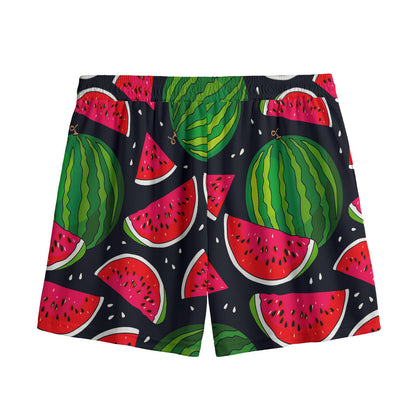 Black Watermelon Pieces Pattern Print Mesh Shorts