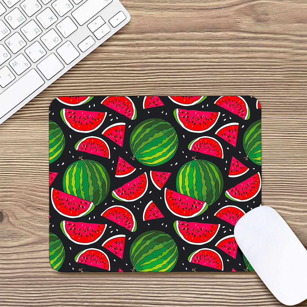 Black Watermelon Pieces Pattern Print Mouse Pad